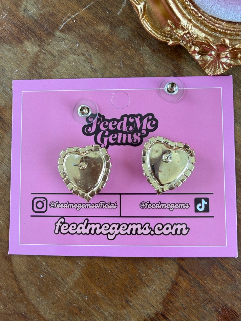 Feed Me Gems Pistachio Signature Heart Studs - Picture 2 of 2